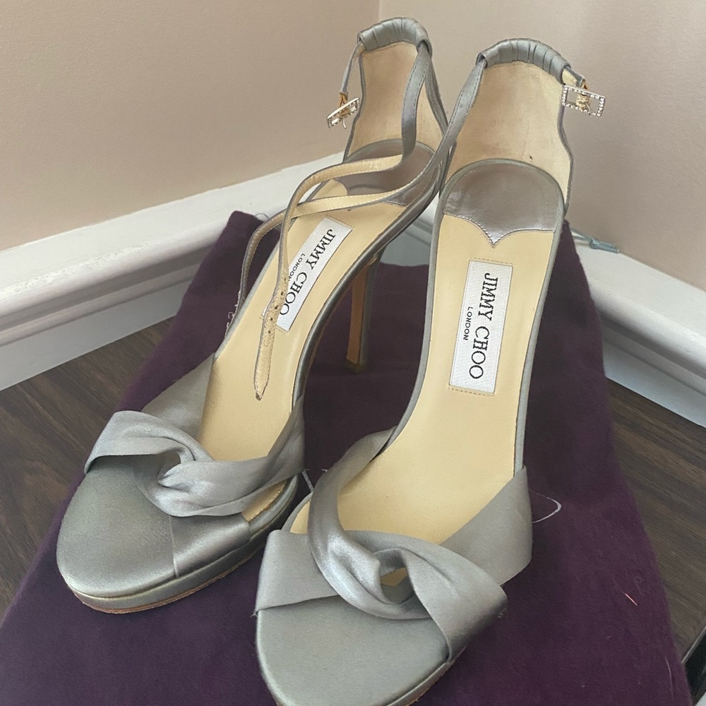 Jimmy Choo silver heels, size 39( 8)